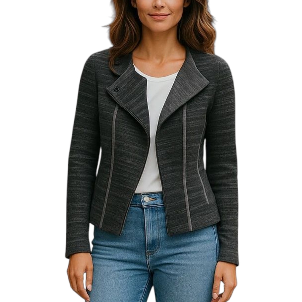 Tinley Road Wool Moto Style Jacket In Deep Grey Size Women's Large